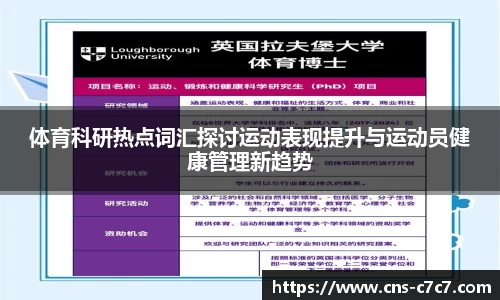 体育科研热点词汇探讨运动表现提升与运动员健康管理新趋势